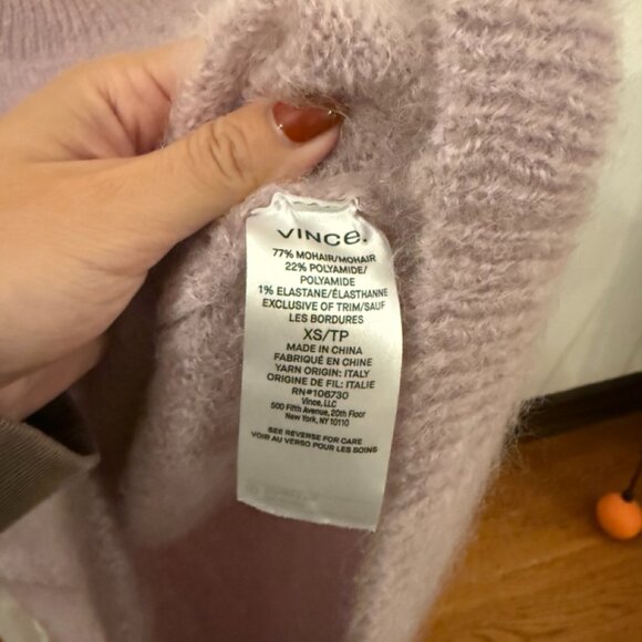 Vince Brushed Mohair Tunic in Lily Stone Lilac Purple Size XS - Picture 5 of 5